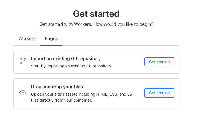 Cloudflare Pages get started