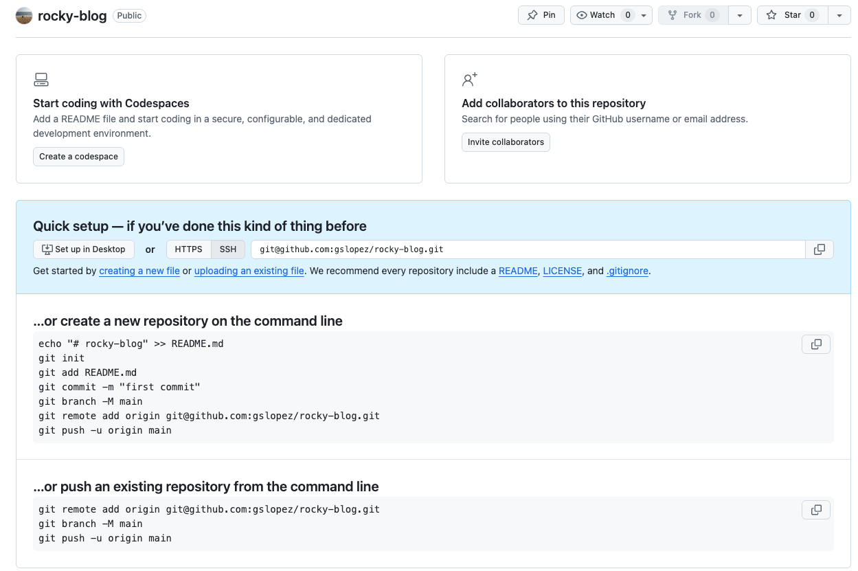 GitHub empty repository setup