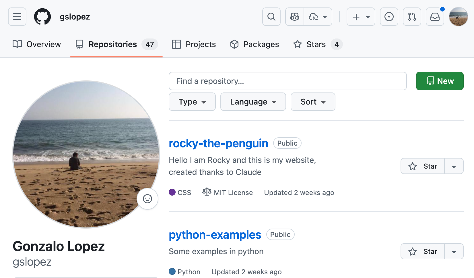 GitHub new repository button