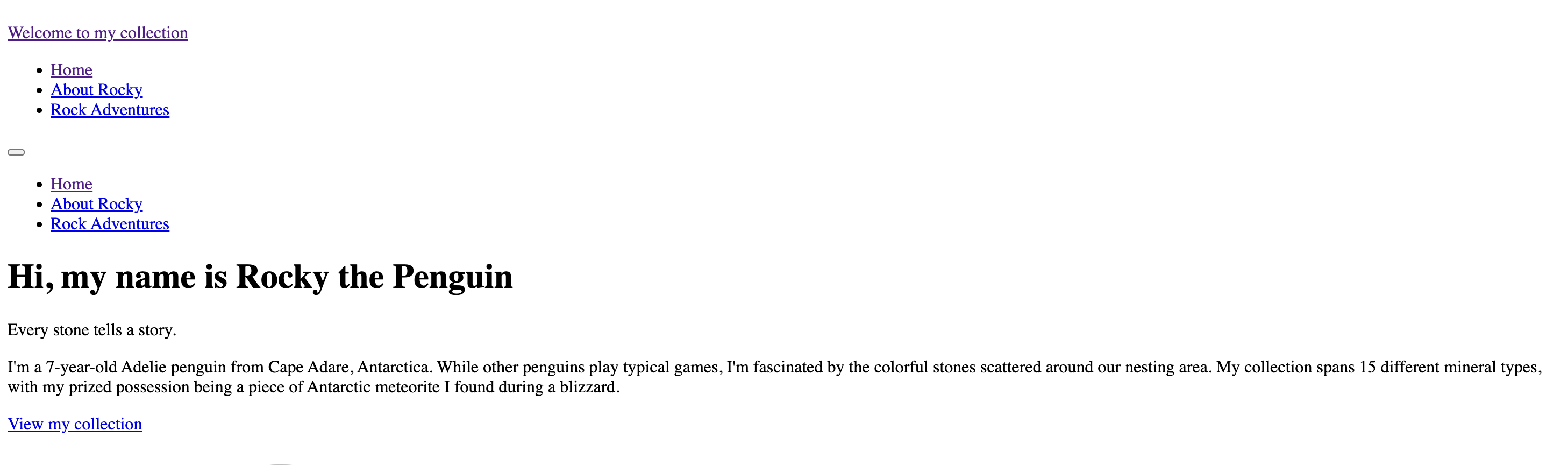 Website with no CSS styling applied