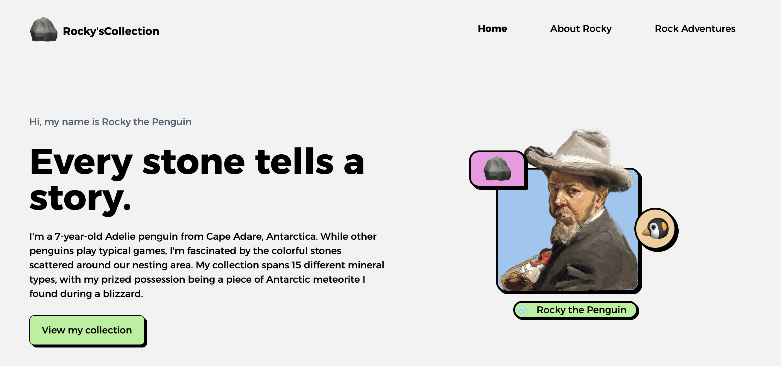 Rocky's customized homepage with penguin theme